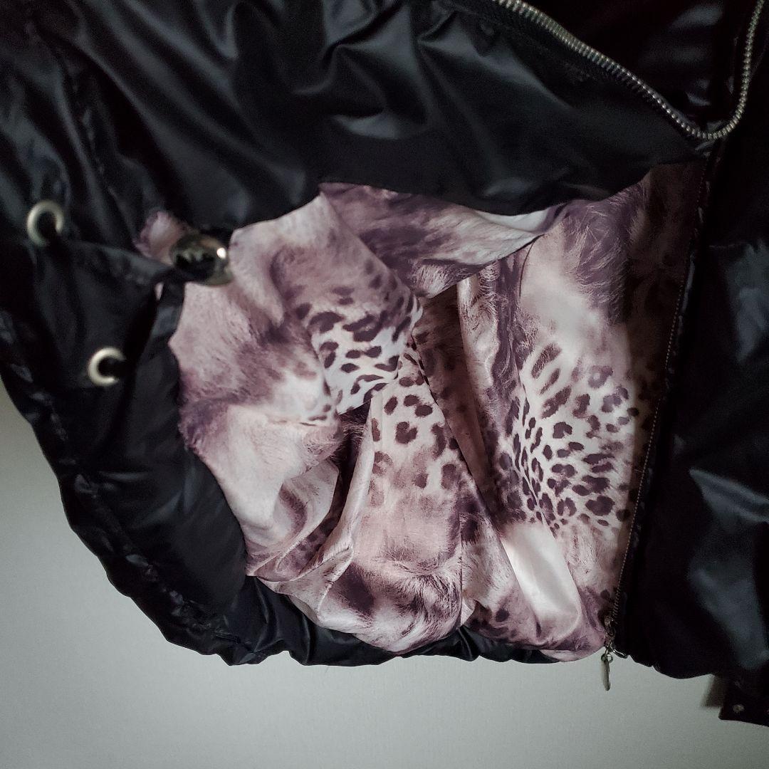 極美品 高級ダウン　リアルファー 光沢 黒　ジャケット Y2K　コート　平成