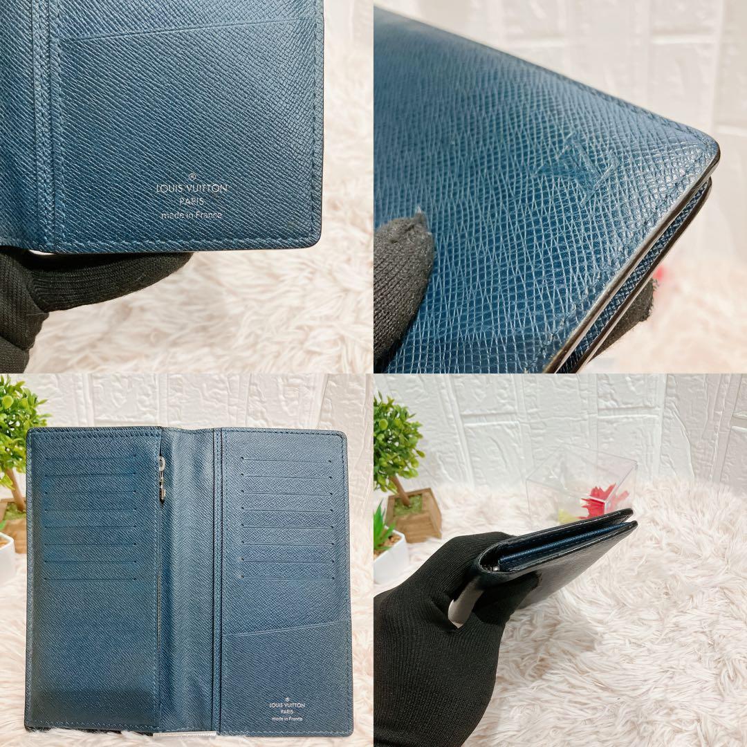 美品 ルイヴィトン タイガ ポルトフォイユ ブラザ 長財布 二つ折り ネイビー