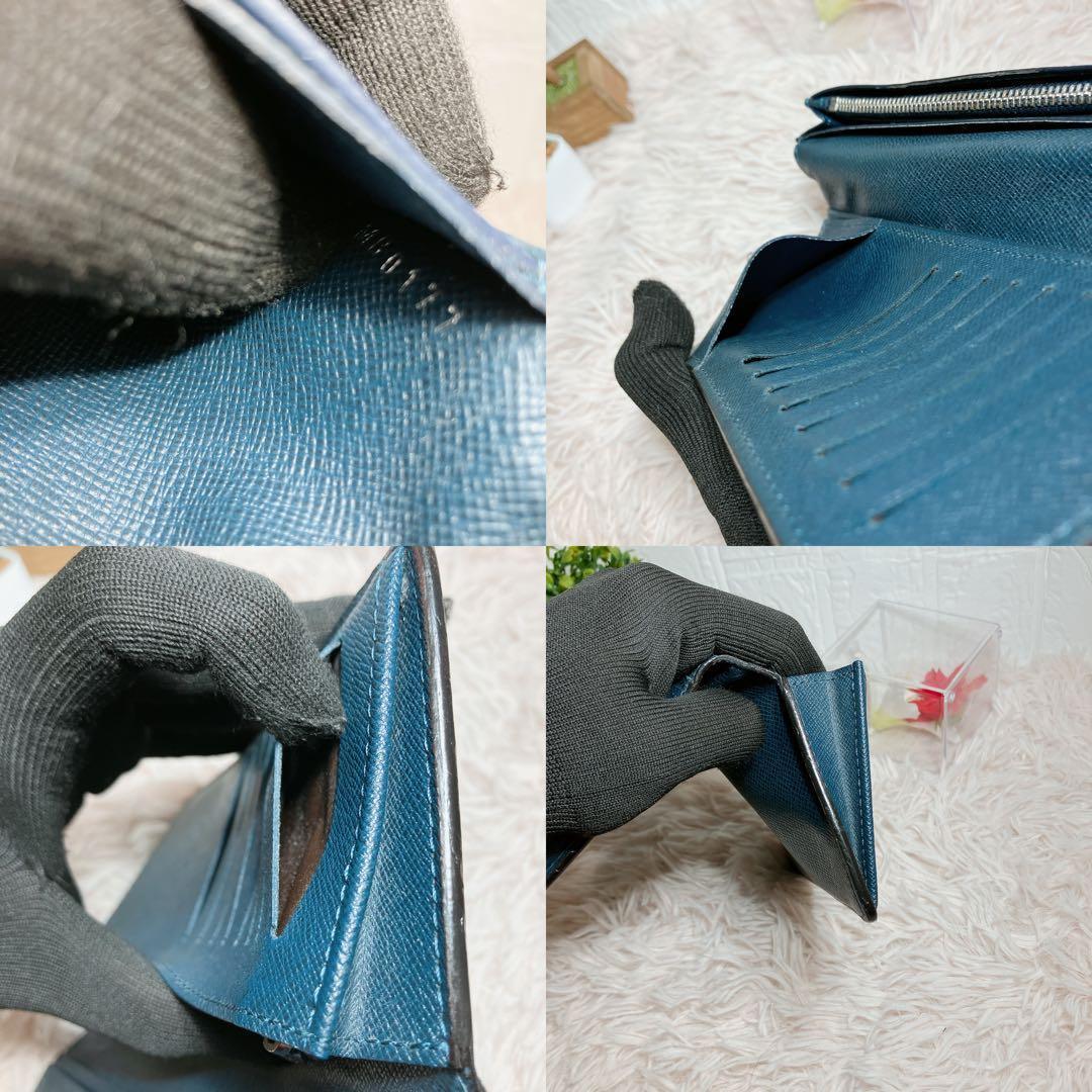 美品 ルイヴィトン タイガ ポルトフォイユ ブラザ 長財布 二つ折り ネイビー
