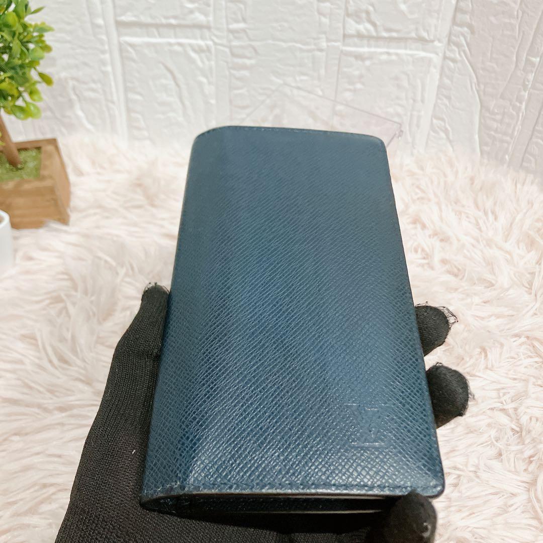 美品 ルイヴィトン タイガ ポルトフォイユ ブラザ 長財布 二つ折り ネイビー