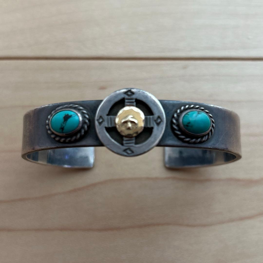 ゴローズ　オールド　Wターコイズホイールブレス スタンプ2羽　M