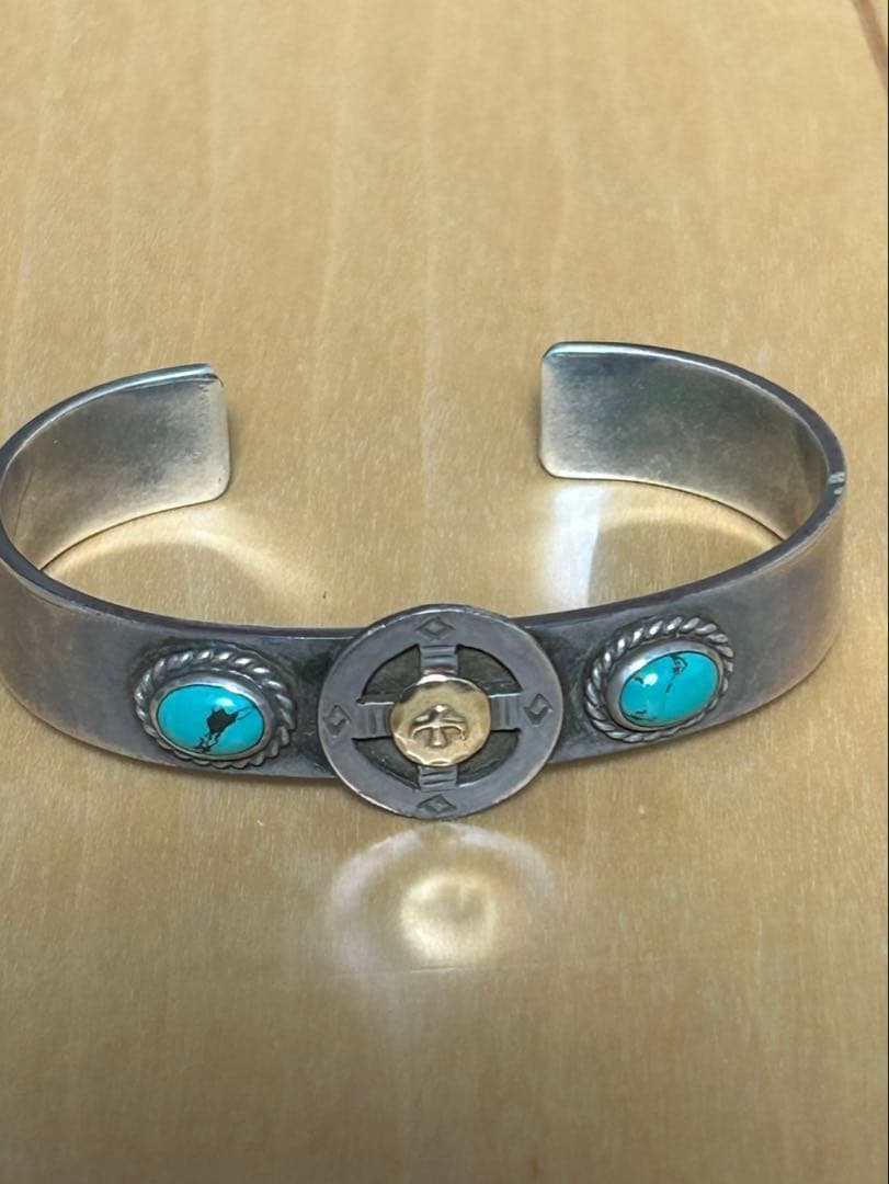 ゴローズ　オールド　Wターコイズホイールブレス スタンプ2羽　M