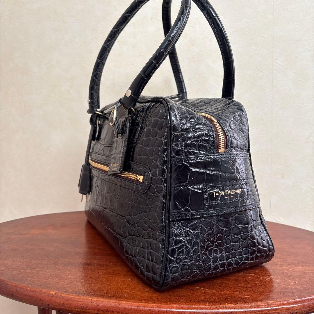 J&M DAVIDSON　クロコ 型押しレザーボストン/VIVI