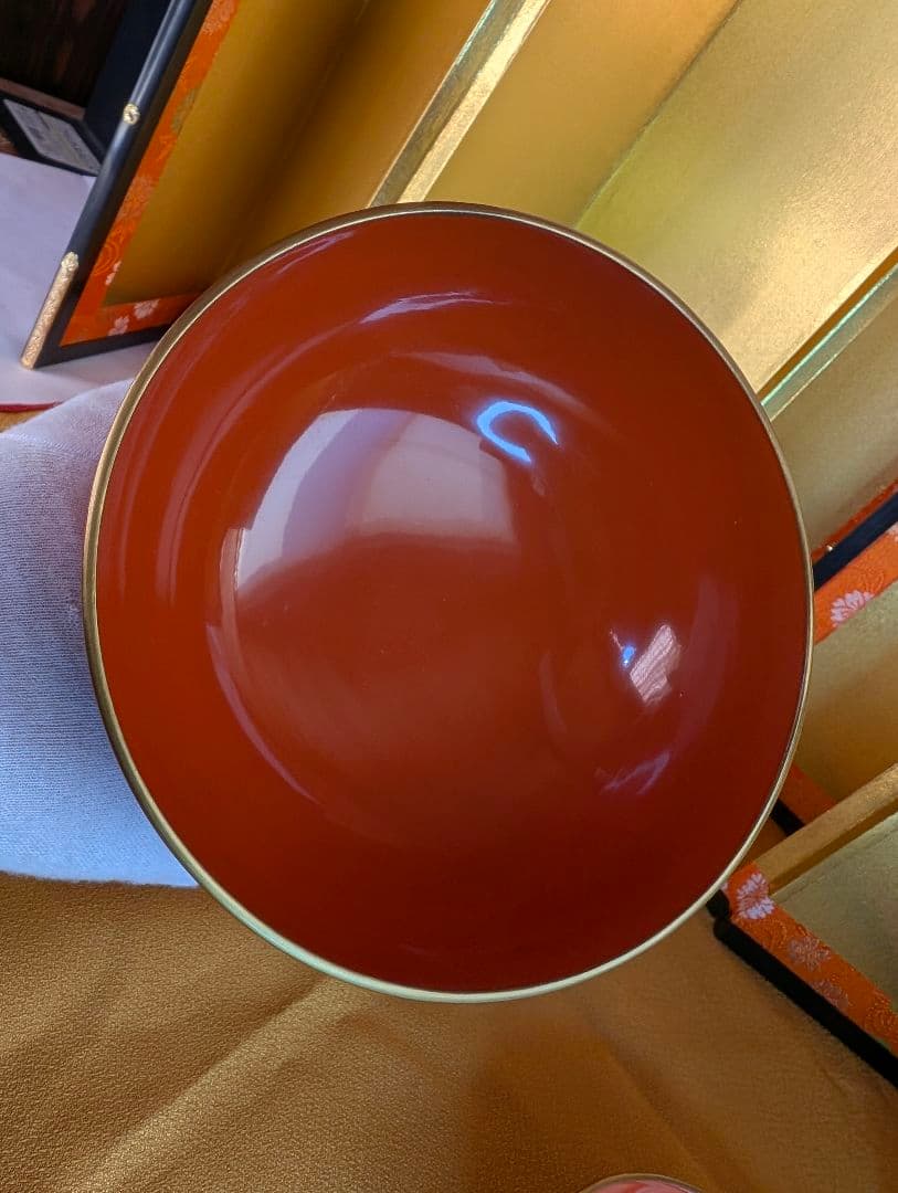 明治時代 輪島塗 金蒔絵 蓋付椀 波千鳥 木製 汁椀 雑煮椀 2客