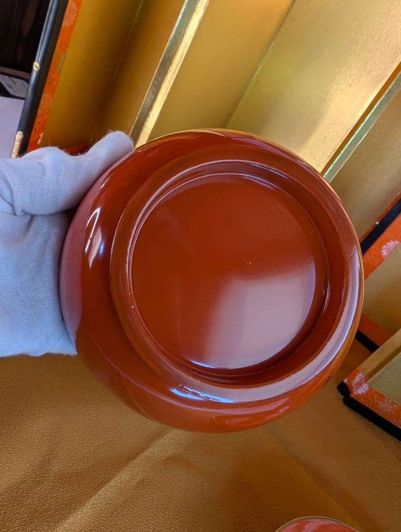 明治時代 輪島塗 金蒔絵 蓋付椀 波千鳥 木製 汁椀 雑煮椀 2客