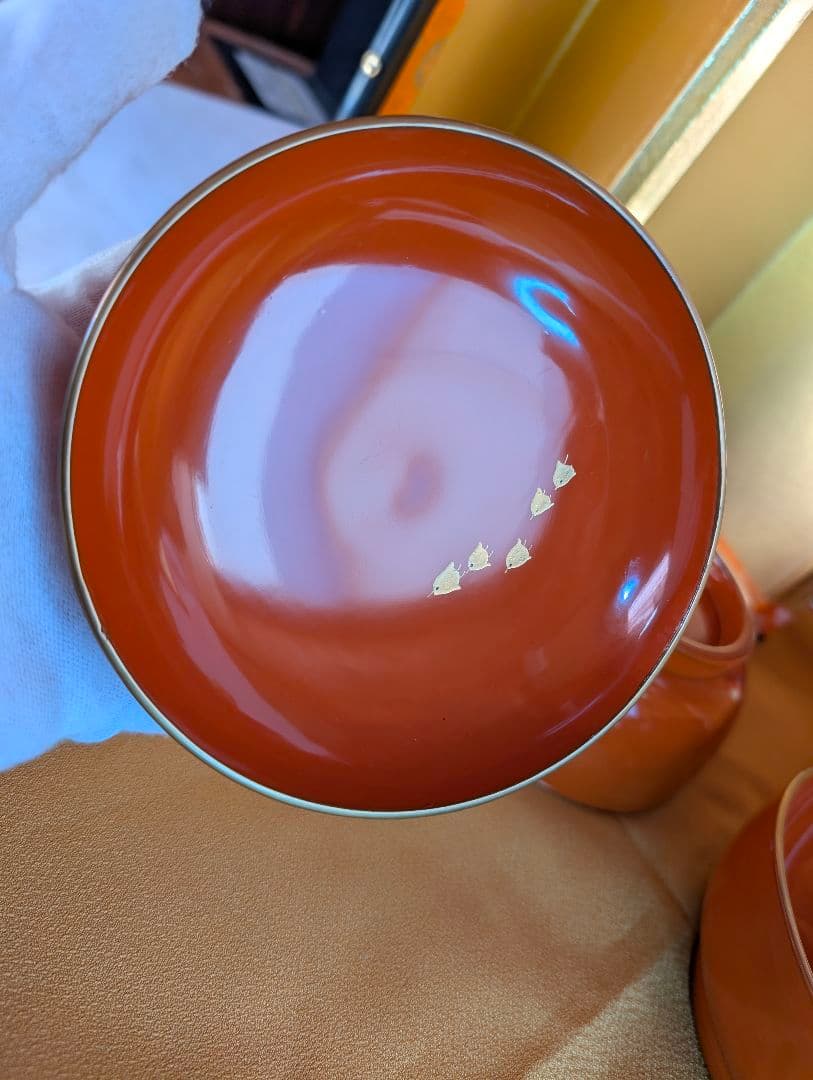 明治時代 輪島塗 金蒔絵 蓋付椀 波千鳥 木製 汁椀 雑煮椀 2客