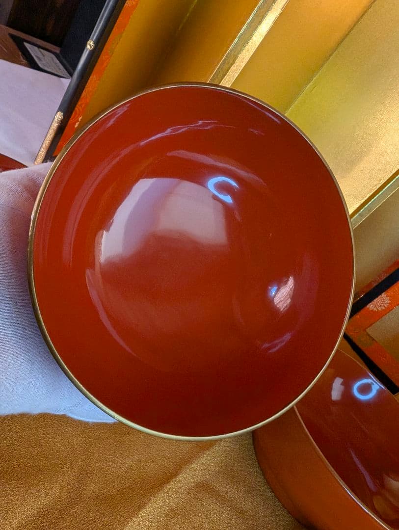 明治時代 輪島塗 金蒔絵 蓋付椀 波千鳥 木製 汁椀 雑煮椀 2客