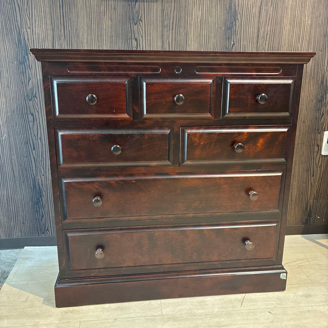 神居民芸 整理箪笥 樺材 無垢材 民芸家具 3段7引き出し 収納チェスト　北海道