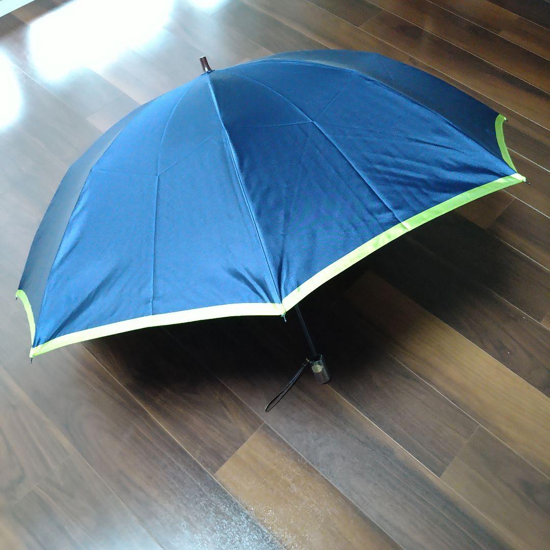 前原光榮商店　トンボ洋傘　雨傘 ボーダー 折りたたみ ネイビー×ライトグリーン