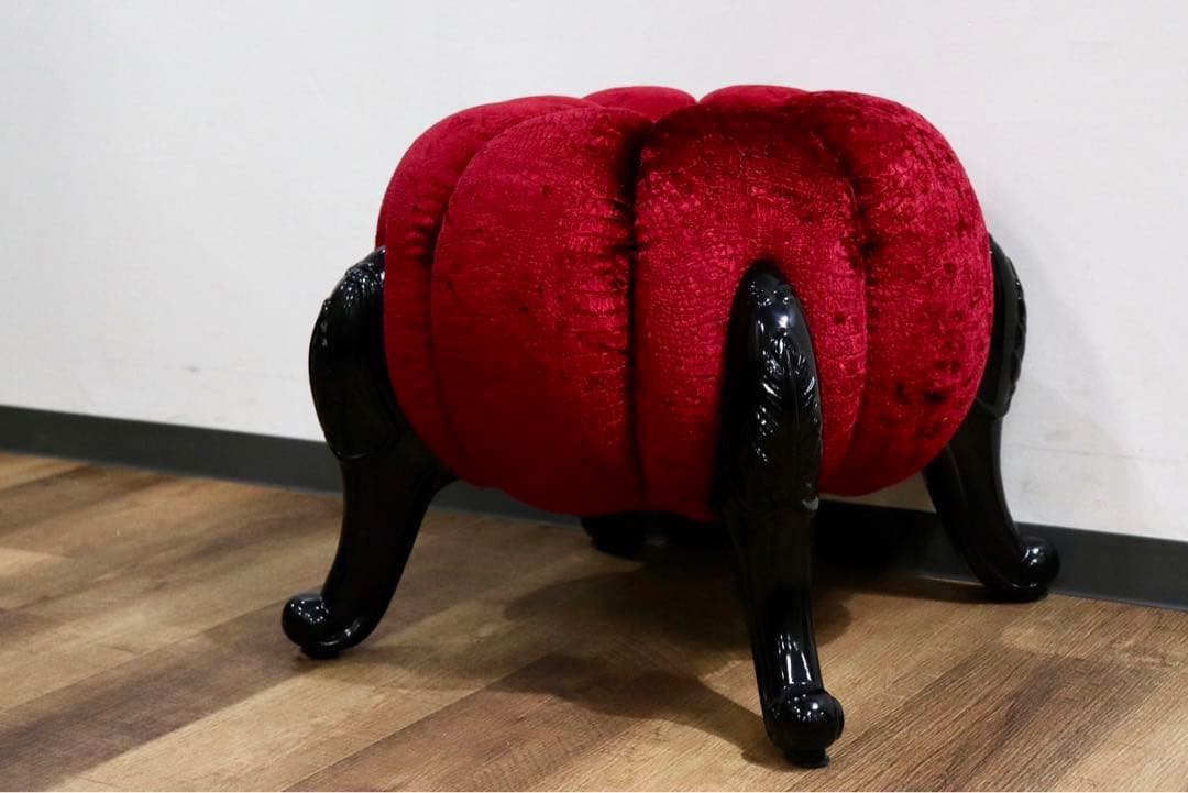 GMHH489G○パンプキンスツール アンティーク調 猫脚 ファブリ