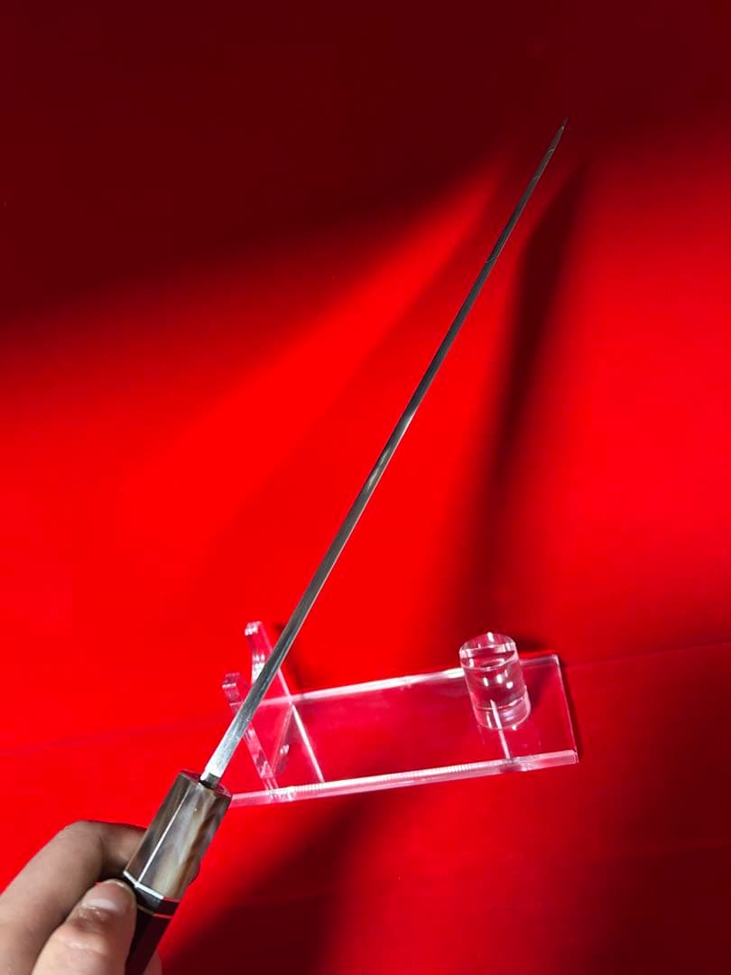 01566 包丁　保勝　ハモ切　片刃　津軽打刃物　墨流し　地肌綺麗　箱付　未使用