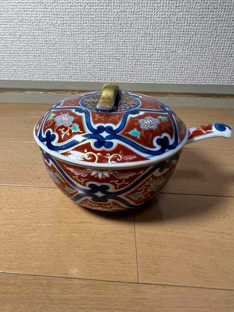 588  其泉   碗　蓋付　スプーン付　金彩　未使用