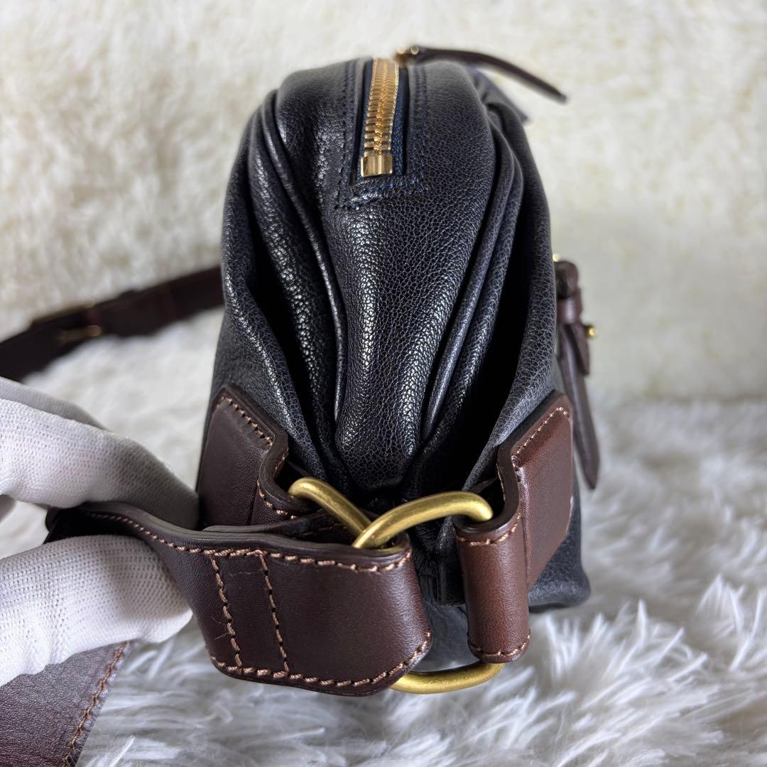 s*)様 未使用級●土屋鞄　アルマス バッファローボディーバッグ　ネイビー