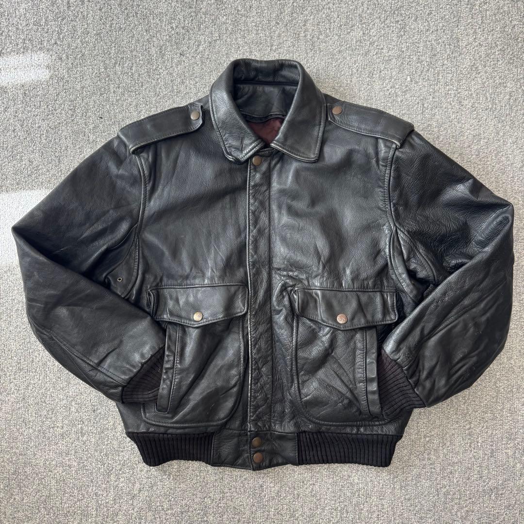 〖今見てる人だけ価格‼️〗90s レザージャケット 本革 ブラック 短丈