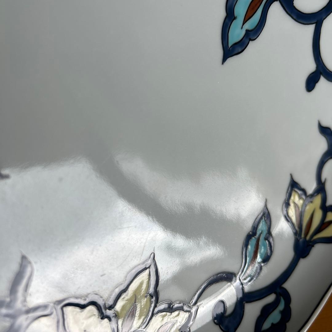 源右衛門窯　赤絵更紗唐花紋 楕円皿　大皿