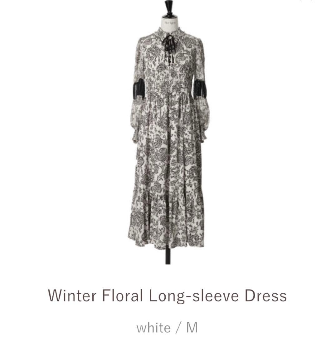 【未使用タグ付】Winter Floral Long-sleeve Dress