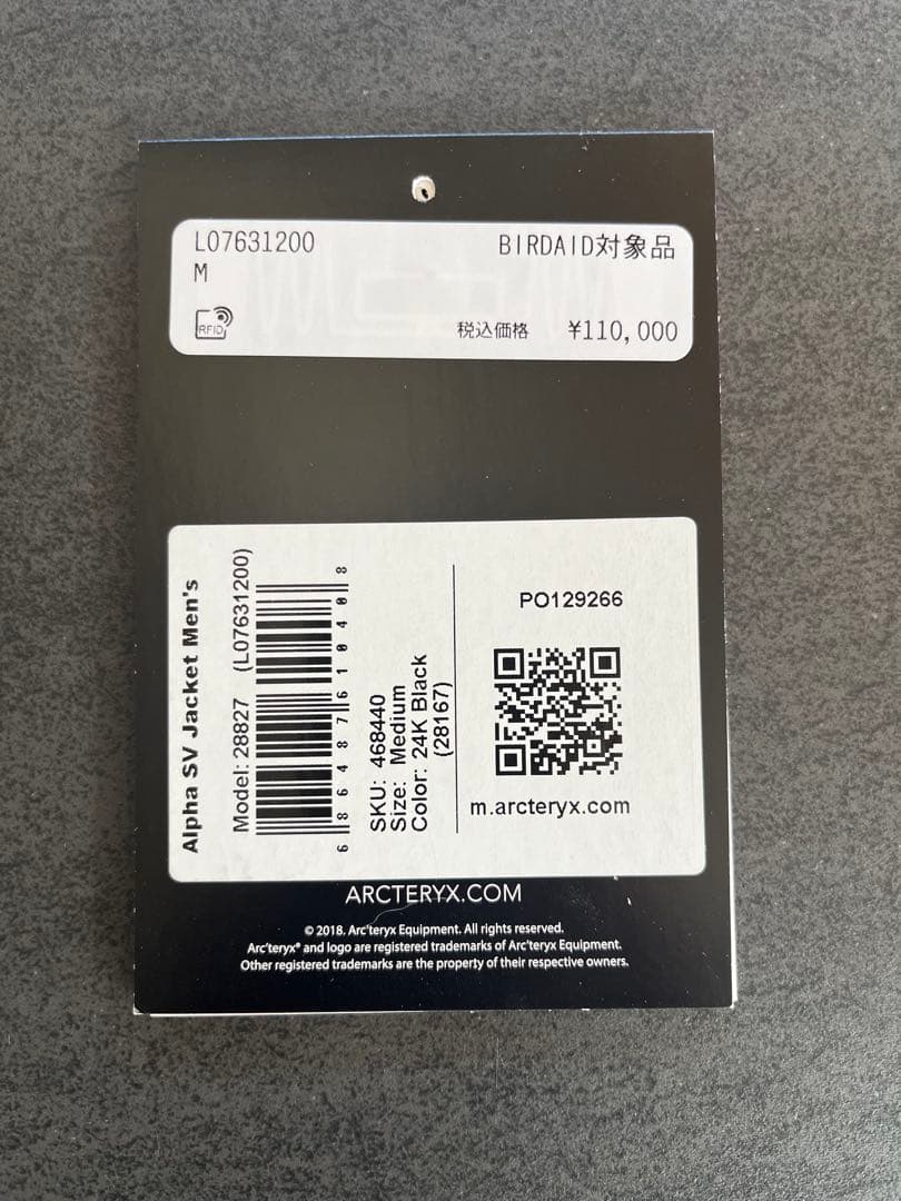 Lee ARC'TERYX アルファSV 24K BLACK 廃盤 正規品