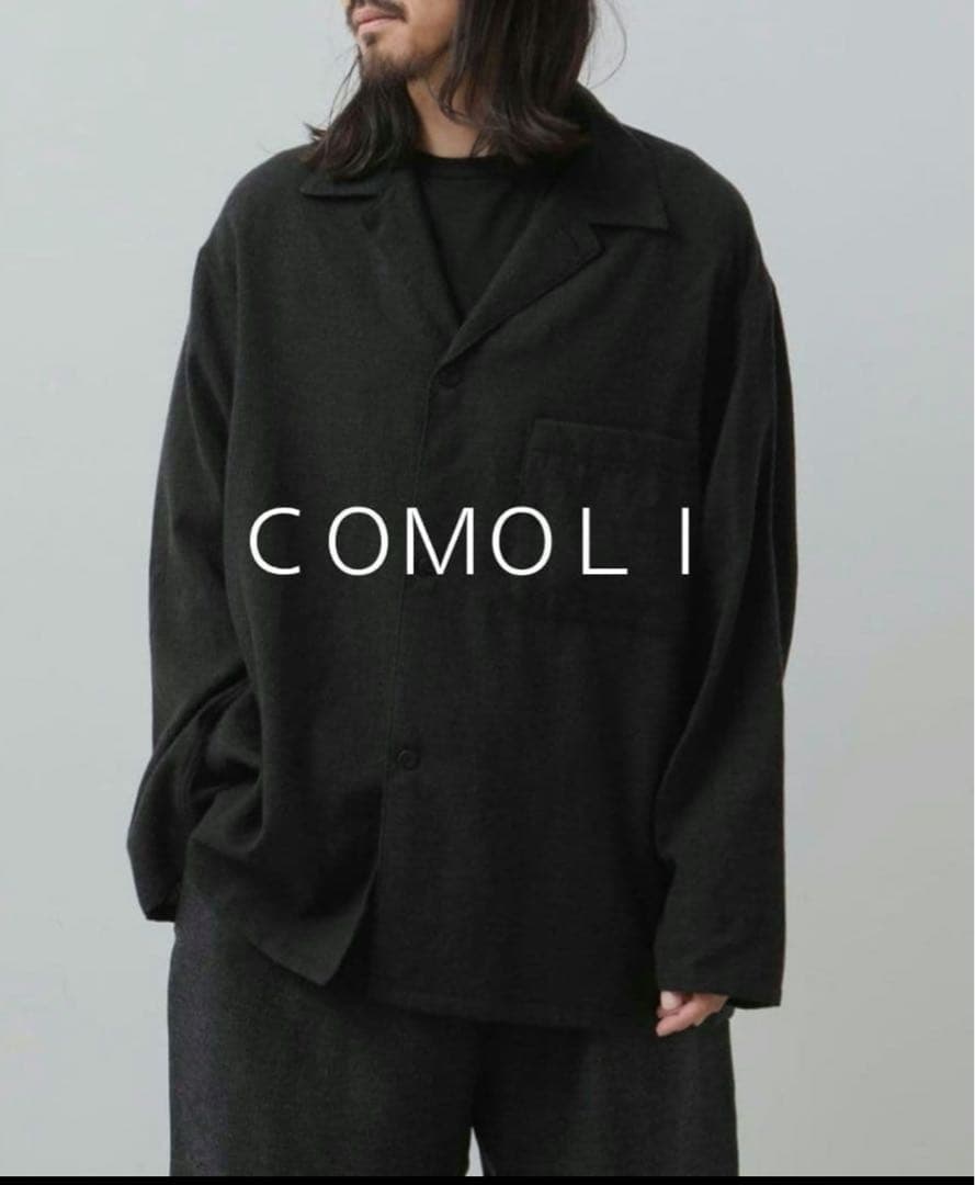 COMOLI カシミヤ和紙 オープンカラーシャツ