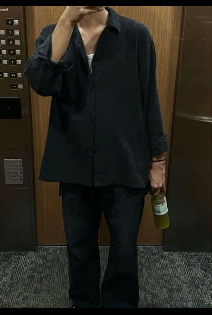 COMOLI カシミヤ和紙 オープンカラーシャツ