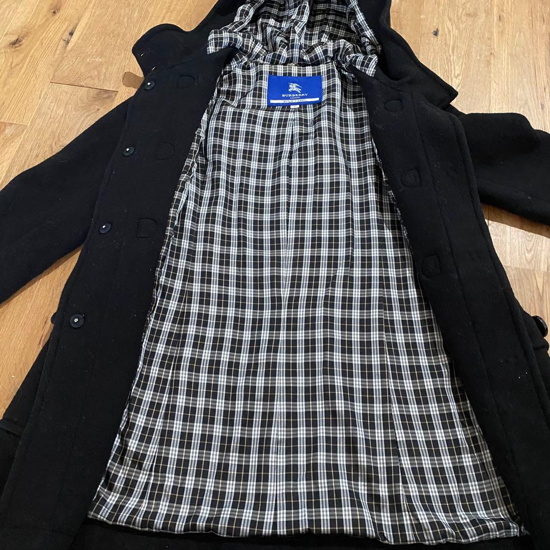 【美品】バーバリーブルーレーベル ノバチェック ダッフルコート ブラック 38