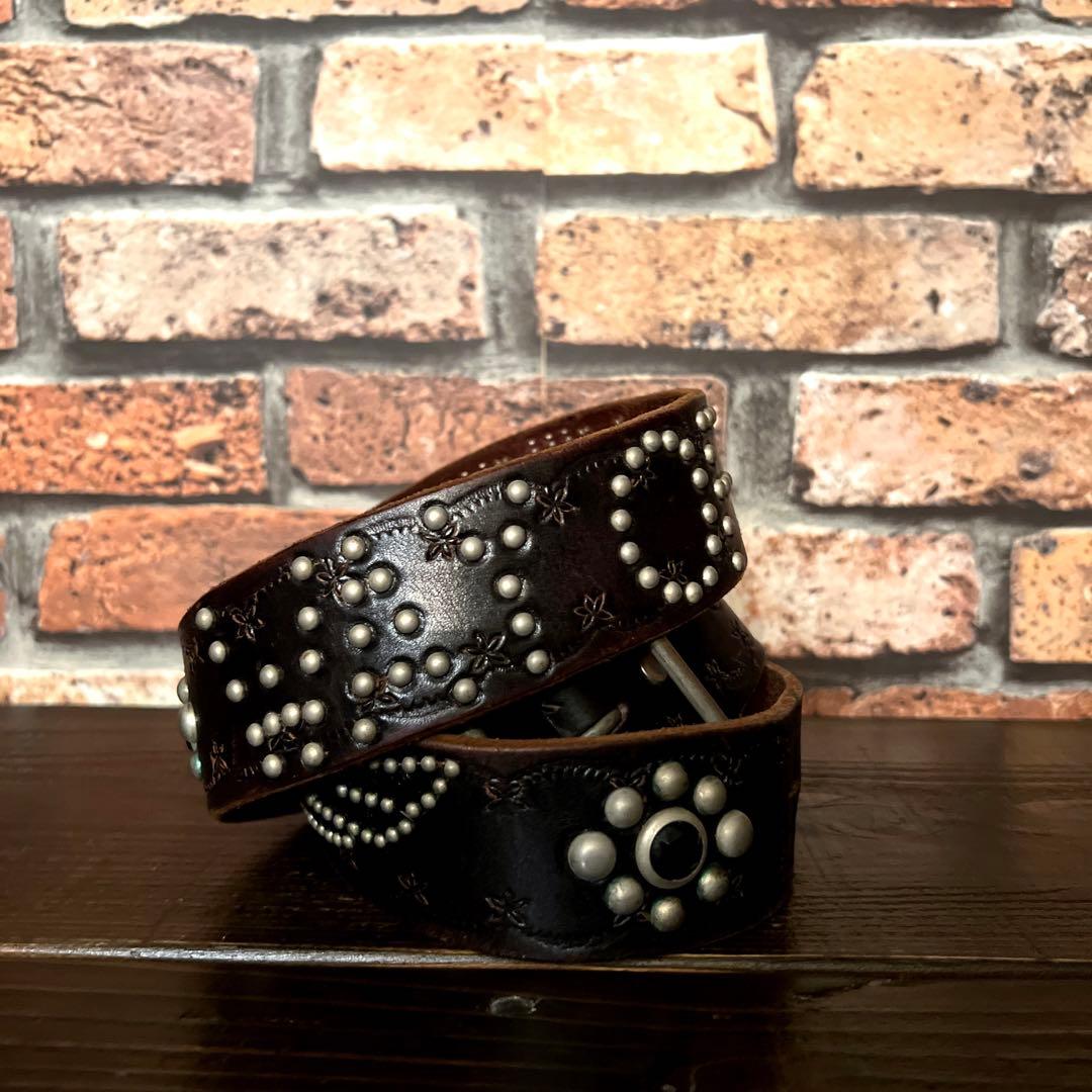古着Lサイズ RATS WAY OF LIFE スタッズ レザーベルト