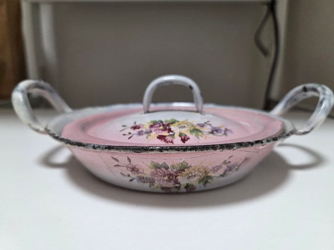 アンティーク花柄ホーロー鍋セット