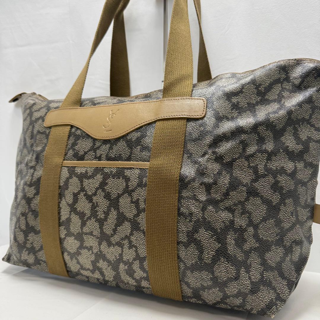 YSL イヴサンローラン ボストンバッグ 肩掛け 大容量 ジラフ柄 PVC 美品