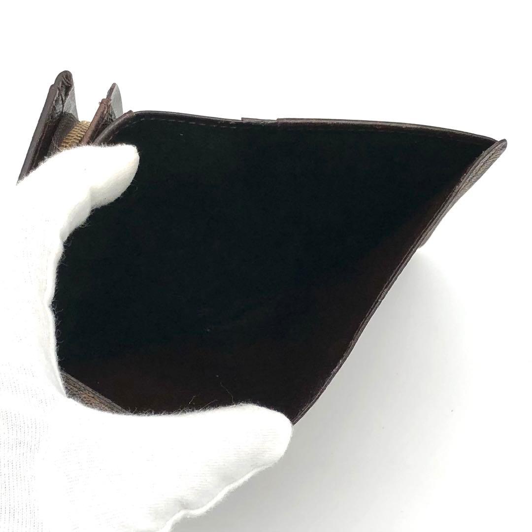 ルイヴィトン ダミエ エベヌ トレゾール 二つ折り財布 ブラウン コンパクト