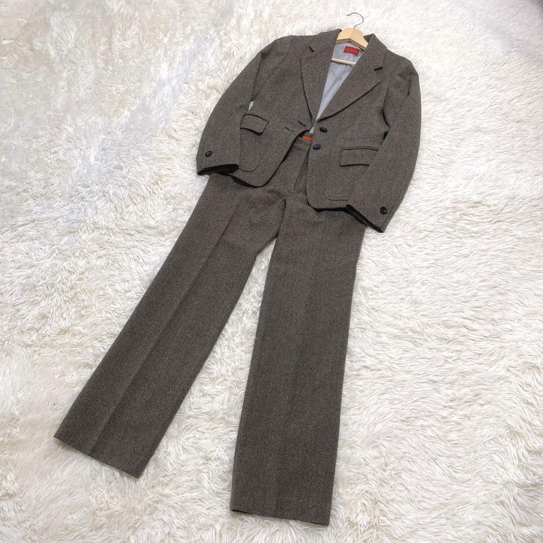 美品日本製シルク混【DES PRES ツィードパンツスーツ】セットアップ