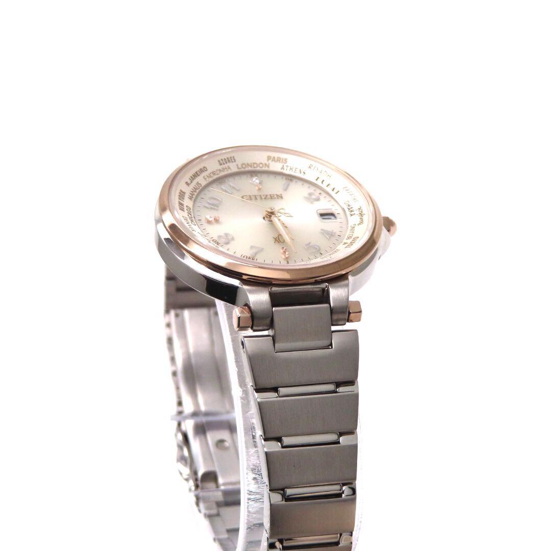 極美品 EC1015 53A クロスシー 電波ソーラー ダイヤ コンビ H246