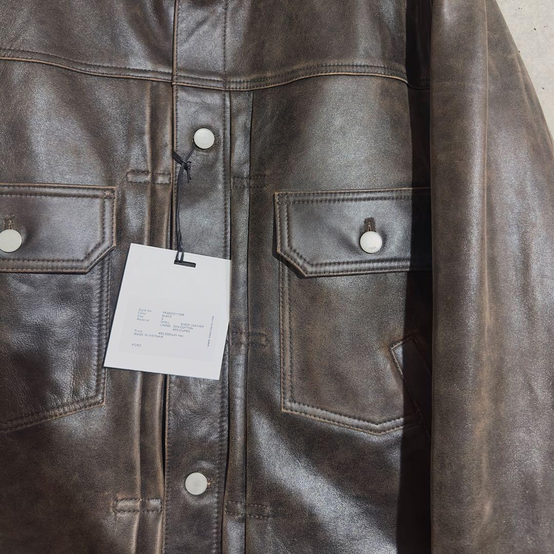 ジャケット・アウター YOKE 26SS Cracked Leather Trucker Jacket