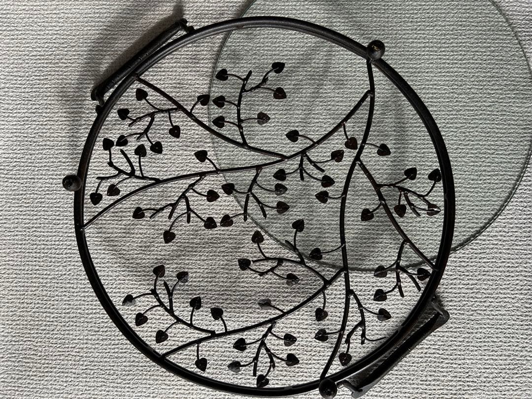 アイアントレイ　ガラスフラットトレイ