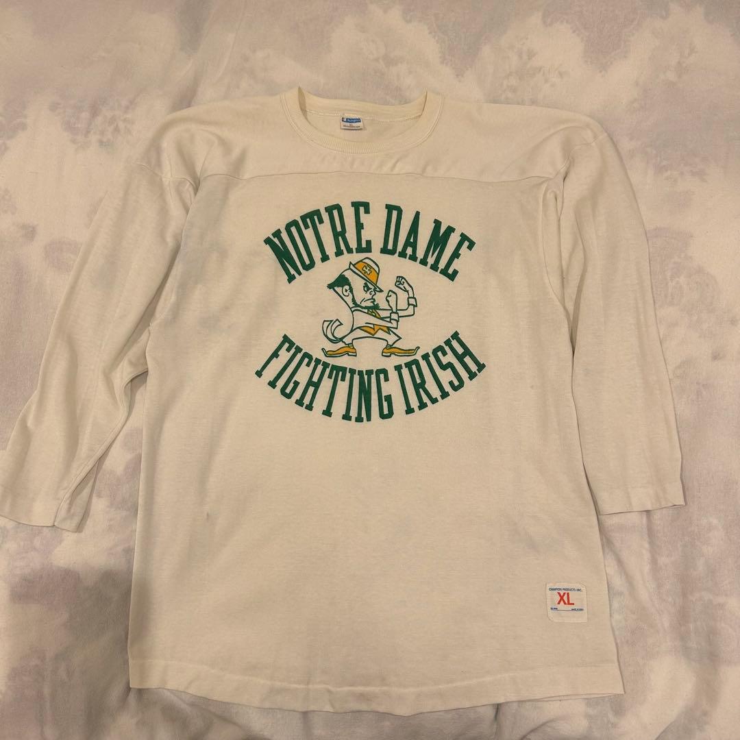 【70s Champion】フットボールT 染み込みプリントバータグ　1\5発送