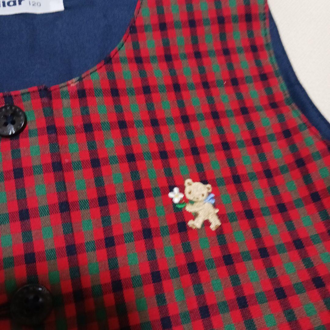 familiar チェック柄ノースリーブワンピース　ニットカーデガン120