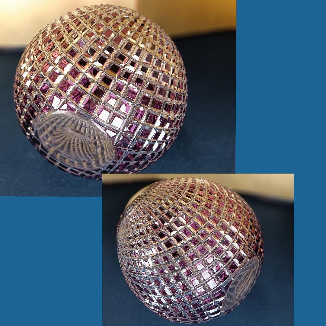 中村AJ77 希少 LASKA ボヘミアグラス花瓶 丸型 箱入栞付 未使用