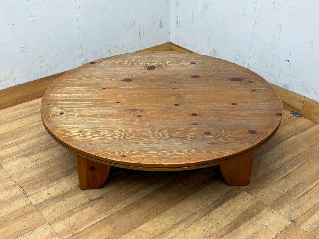 T8084☆ACTUS☆アクタス☆F1テーブルリビングテーブル円卓パイン材無垢☆