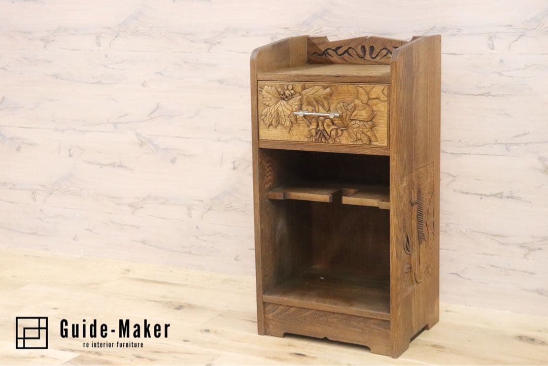 GMFK778○アンティーク調 レトロ 電話台 FAX台 花台 飾り台 彫刻 ク