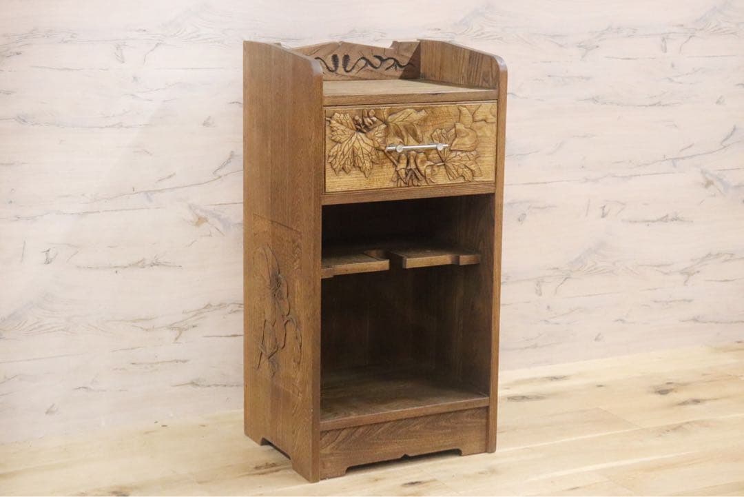 GMFK778○アンティーク調 レトロ 電話台 FAX台 花台 飾り台 彫刻 ク