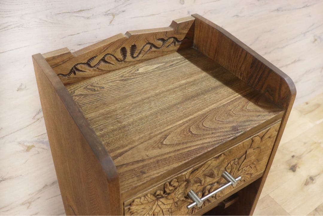 GMFK778○アンティーク調 レトロ 電話台 FAX台 花台 飾り台 彫刻 ク