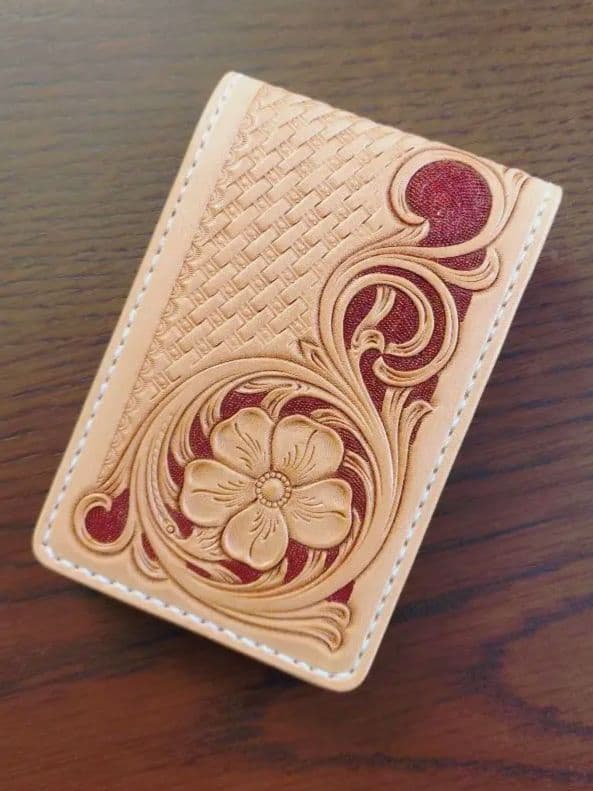 花柄レザー パスケース　カードケース