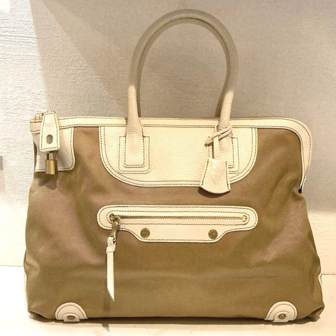 【美品】TOFF&LOADSTONE キー ナイロン　トートバッグ　ベージュ