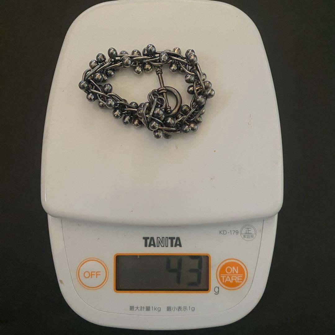 ヴィンテージ メキシコ シルバー パール DNA リンク ブレスレット