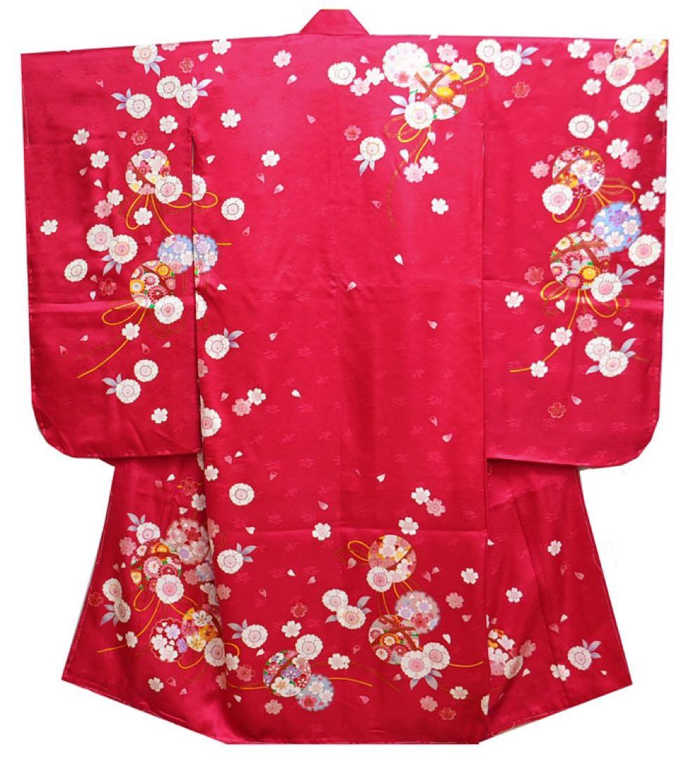 在庫処分特価　1点のみ　七五三 着物 7歳 女の子 正絹着物単品　ワイン系