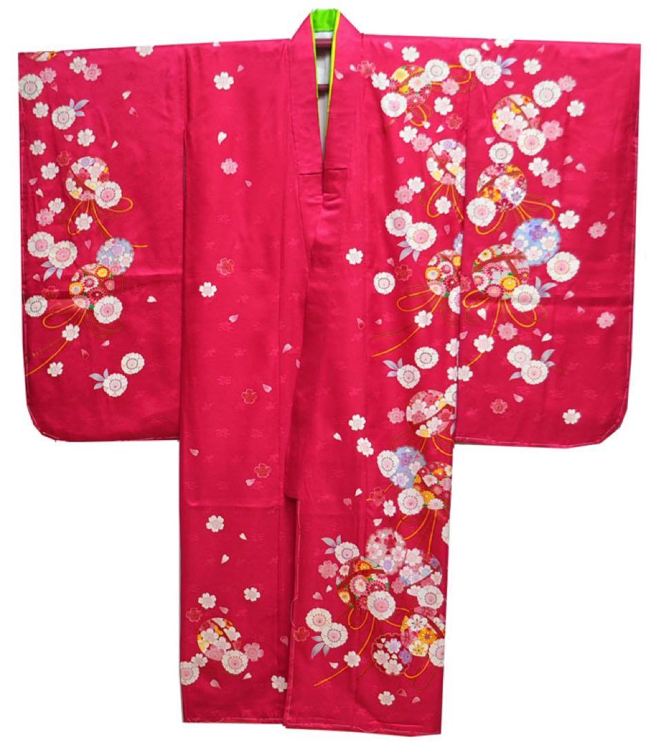 在庫処分特価　1点のみ　七五三 着物 7歳 女の子 正絹着物単品　ワイン系