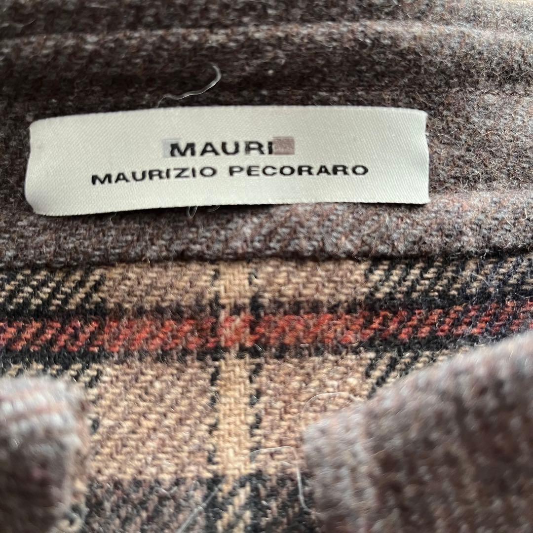MAURIZIO PECORARO ウール混 チェック切り替え ダッフルコート