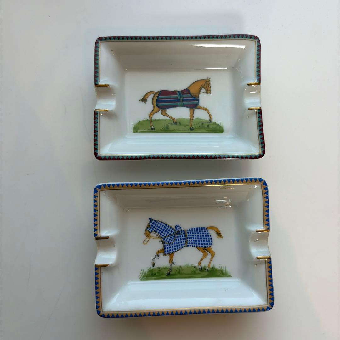 SG男　エルメス　ミニ　灰皿　アッシュトレイ　2点セット　ホース　馬柄