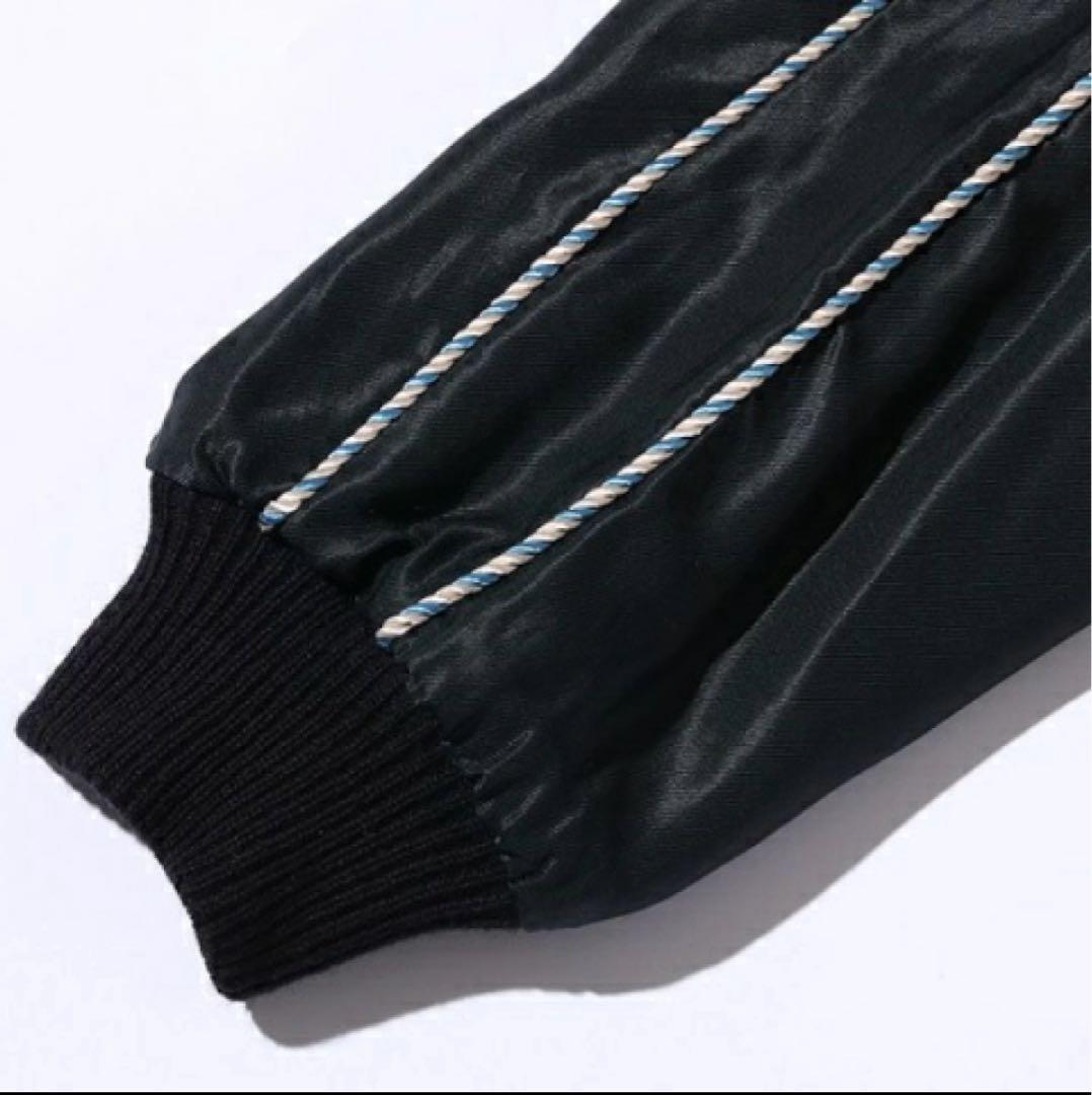 スカジャン 黒と緑 鷹とドラゴン刺繍