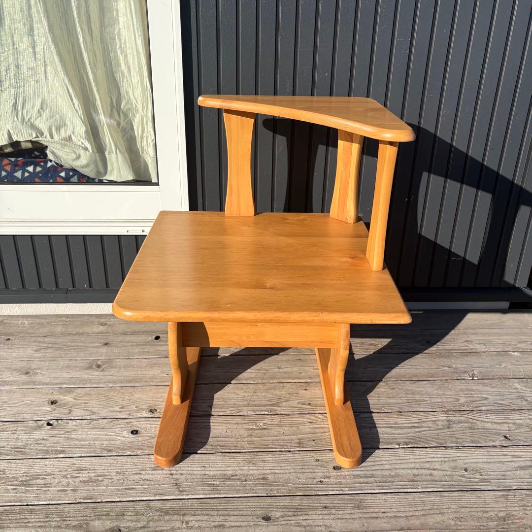 北欧レトロ 天然木製 コーナーラック 2段 サイドテーブル ナチュラル 収納棚