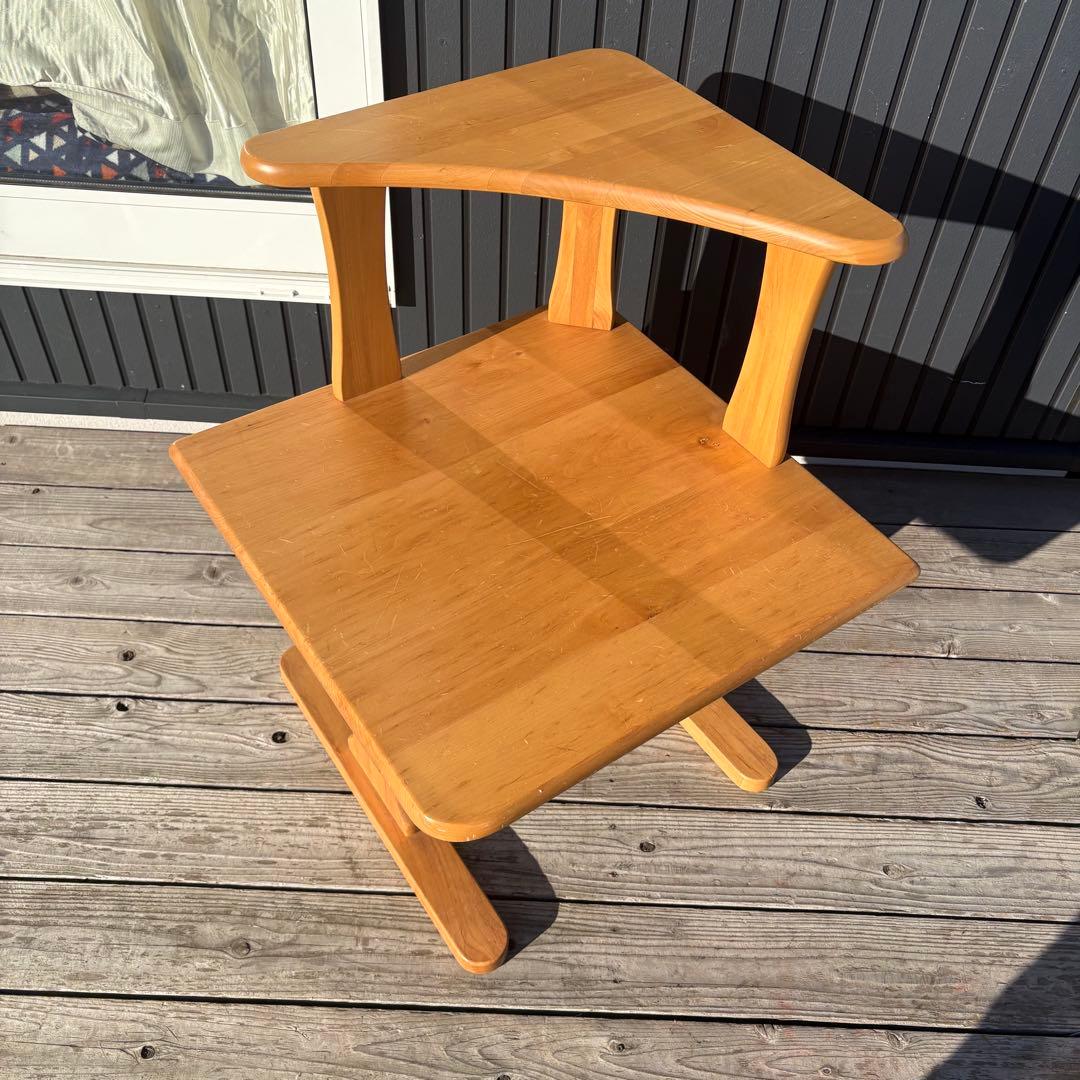 北欧レトロ 天然木製 コーナーラック 2段 サイドテーブル ナチュラル 収納棚