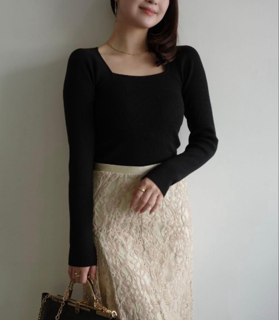 セーター シルクカシミアブレンドデコルテリブニット アニュアンス　anuans